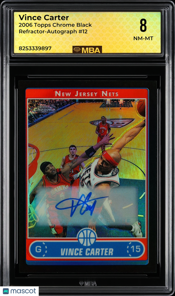 2006 Topps Chrome Vince Carter #12 Black Refractor-Autograph MBA 8