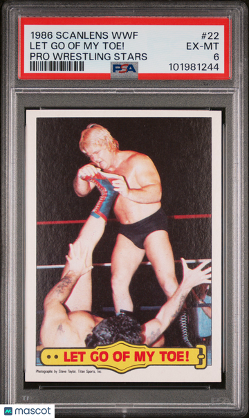 1986 Scanlens WWF Pro Wrestling Stars Let Go Of My Toe! #22 PSA 6