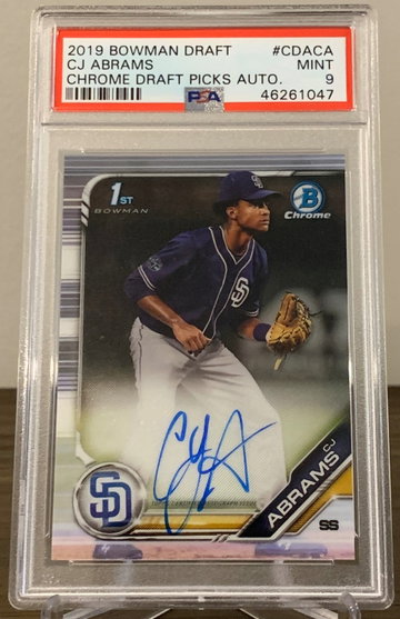 CJ ABRAMS 2019 Bowman Chrome Draft Base Auto PSA 9 MINT