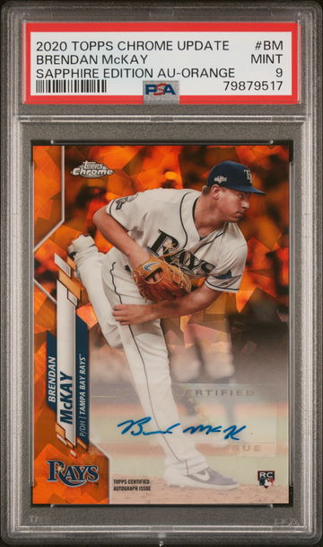 2020 Topps Chrome Update Sapphire Orange Brendan McKay #RA-BM RC Auto /25 PSA 9