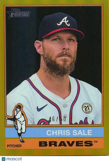 Chris Sale 2025 Topps Heritage Gold Refractor Atlanta Braves