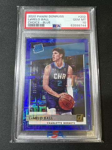 2020 Donruss LaMelo Ball Choice Blue /49 PSA #202 Hornets