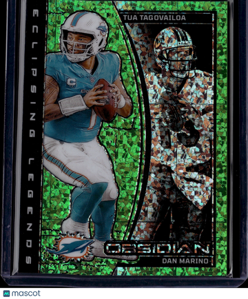 2025 Panini Obsidian Eclipsing Legends Dan Marino Tua Tagovailoa #8 Green Contra
