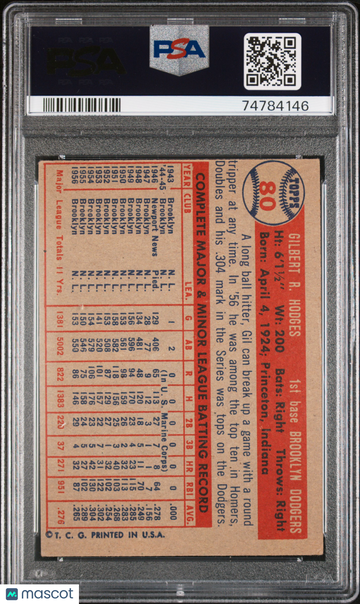 1957 Topps Gil Hodges #80 PSA 4