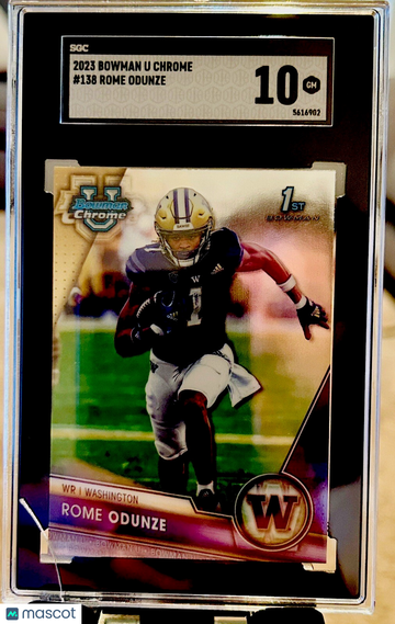 Graded SGC 10 2023 Topps Bowman Chrome University Chrome Rome Odunze #138 Rookie Bears