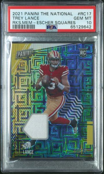 2021 Panini The National Trey Lance Rookies Memorabilia Patch Escher Squares /10 PSA 10