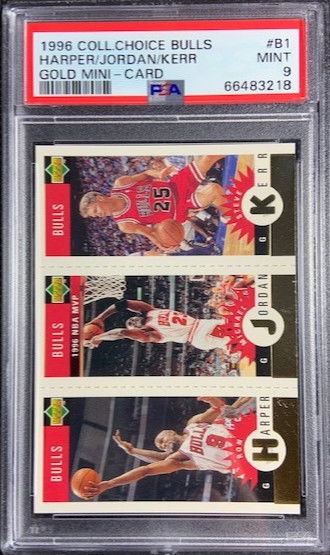 1996 Collector Choice Chicago Bulls Minis Gold Ron Harper Michael Jordan Steve Kerr PSA 9 MINT