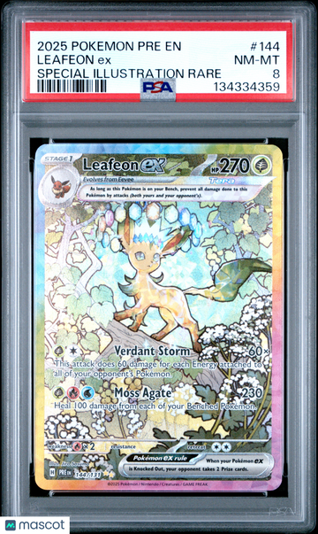 2025 Pokemon Pre EN-Prismatic Evolutions Leafeon EX PSA 8 #144