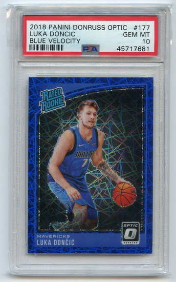 LUKA DONCIC 2018 Panini Donruss Optic #177 Rookie Blue Velocity PSA 10 Prizm 