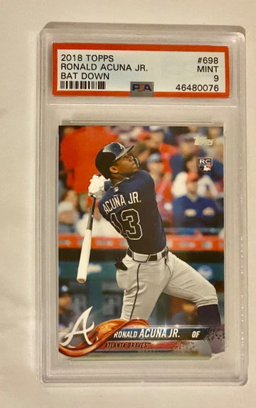 ROBALD ACUNA Jr. BAT DOWN SSP! Topps Series 2 Super Short Print TRUE Rookie Card! PSA 9!
