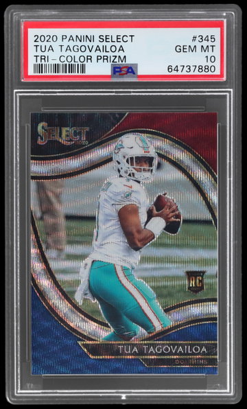 2020 Panini Select Tua Tagovailoa Field Level Tri Color Prizm PSA 10 RC