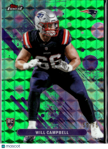 Will Campbell 2025 Topps Finest RC Green New England Patriots