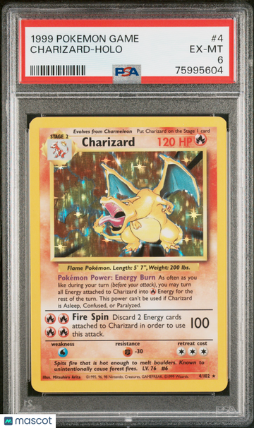 1999 Pokemon Game Charizard PSA 6 #4