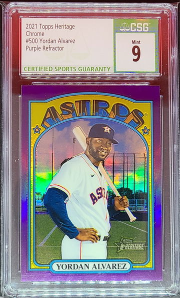 2021 Topps Heritage Chrome #500 Yordan Alvarez Purple Refractor CSG Mint 9