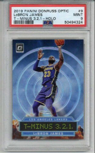 2019 PANINI DONRUSS OPTIC T MINUS 3, 2, 1 HOLO #9 LEBRON JAMES CARD LAKERS PSA 9