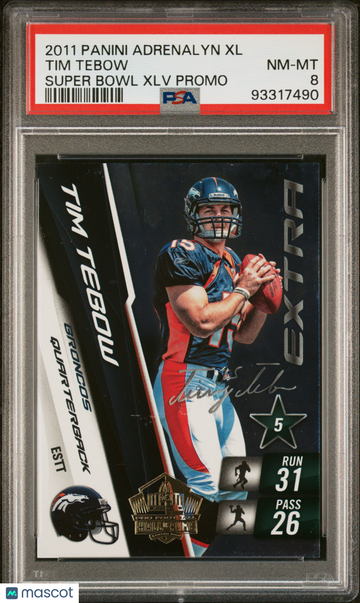 2011 Panini Adrenalyn XL Super Bowl XLV Promo Tim Tebow PSA 8