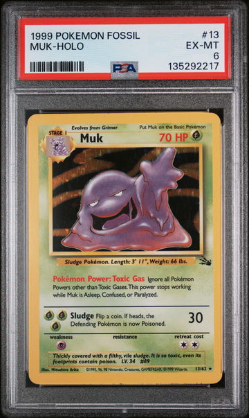 1999 Pokemon Fossil Holo Muk #13 PSA 6