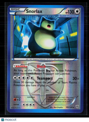Pokemon 2013 Plasma Storm Snorlax #101/135