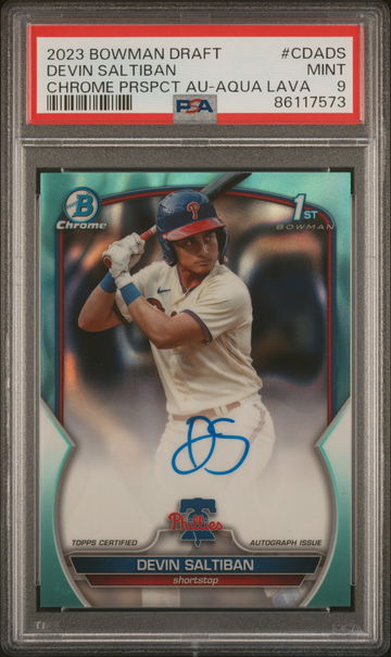 2023 Bowman #CDADS Devin Saltiban Chrome Prospect Autograph /199 Auto PSA 9