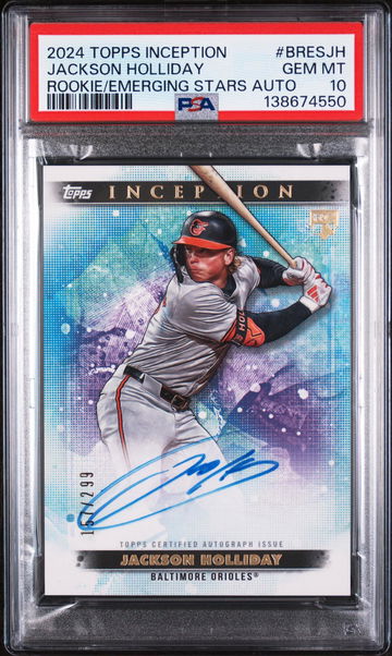 2024 Topps Inception Base Rookie and Emerging Star Autographs Jackson Holliday #BRESJH /199 PSA 10