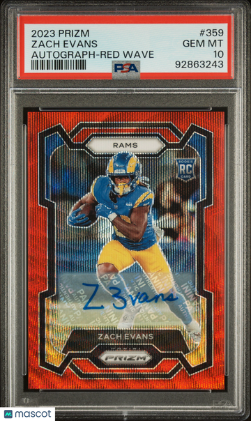 2023 Panini Prizm Zach Evans #359 Autograph Red Wave PSA 10