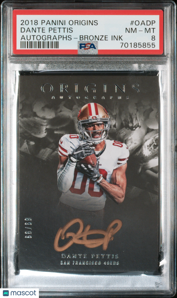 2018 Origins Autographs Dante Pettis #OADP BRONZE INK PSA 8