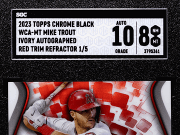 2023 Topps Chrome Black Mike Trout #WCA-MT Ivory Autograph Red Trim Refractor SGC 8 Auto 10
