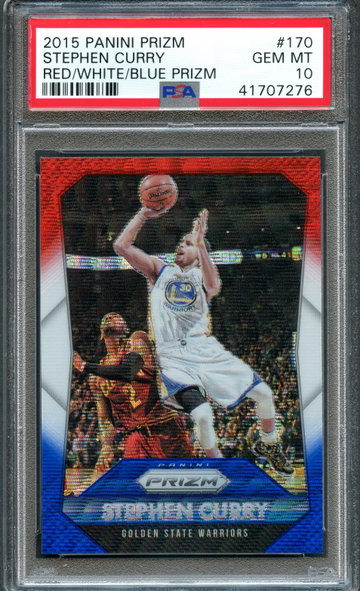 2015 Prizm Red White Blue Stephen Curry #170 PSA 10