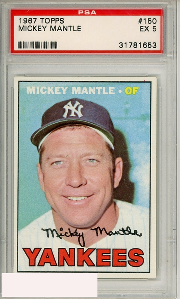 1967 TOPPS MICKEY MANTLE #150 PSA 5 EX