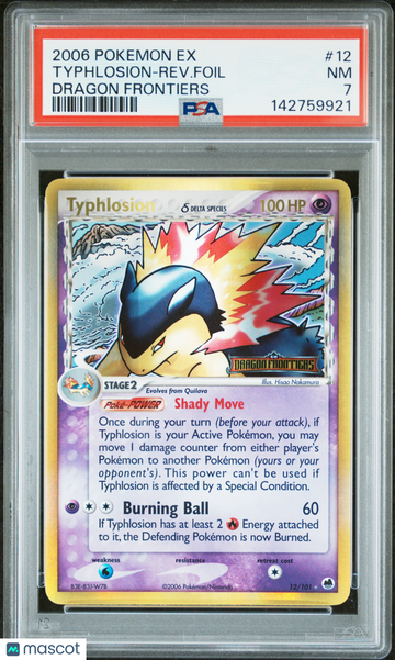 2006 Pokemon EX Dragon Frontiers Typhlosion-Rev. Foil Dragon Frontiers PSA 7 #12