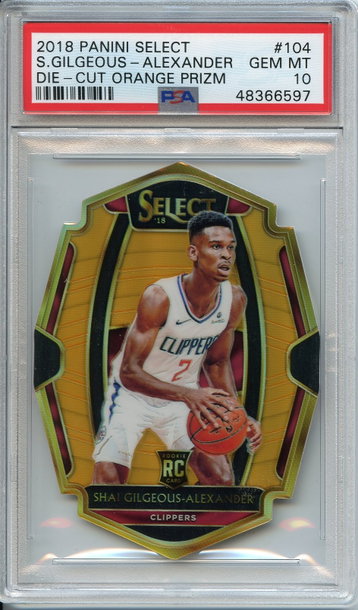 Shai Gilgeous Alexander Gilgeous-Alexander Select Die Cut Orange Prizm /65 PSA 10 NEP