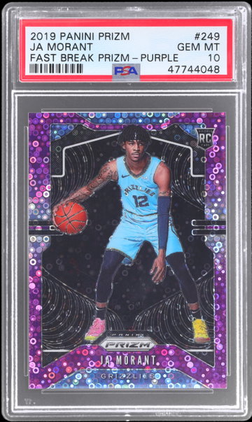 2019 Panini Prizm Ja Morant Fast Break Purple Prizm PSA 10 RC