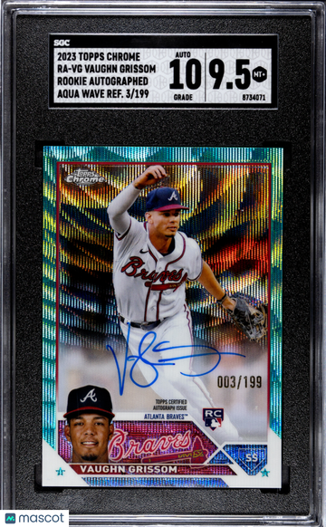 2023 Topps Chrome Vaughn Grissom #RA-VG Rookie Auto. Aqua Wave Ref. Rookie SGC 9.5