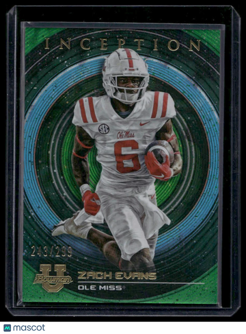 2022-23 Bowman University Inception Zach Evans #82 Green Foil SN