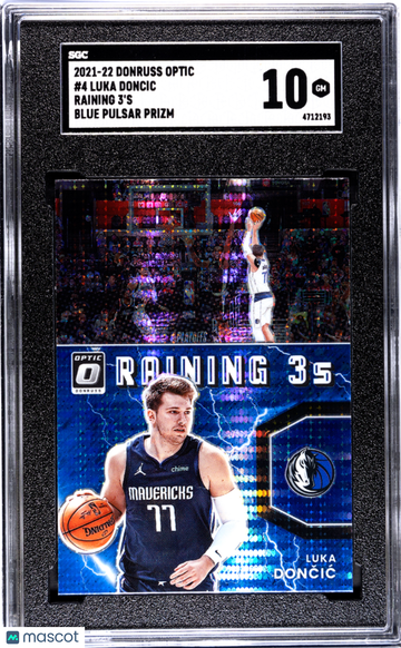 2021 Donruss Optic Luka Doncic #4 Raining 3'S Blue Pulsar Prizm SGC 10