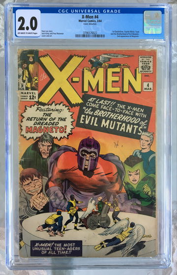 X-Men #4 (1964) CGC 2.0 -- O/w to white; 1st Scarlet Witch, Quicksilver & Toad