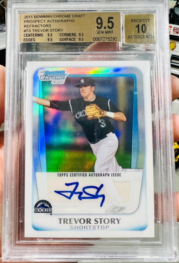 2011 Bowman Chrome Draft Trevor Story Refractor Auto /500 Quad BGS 9.5/10