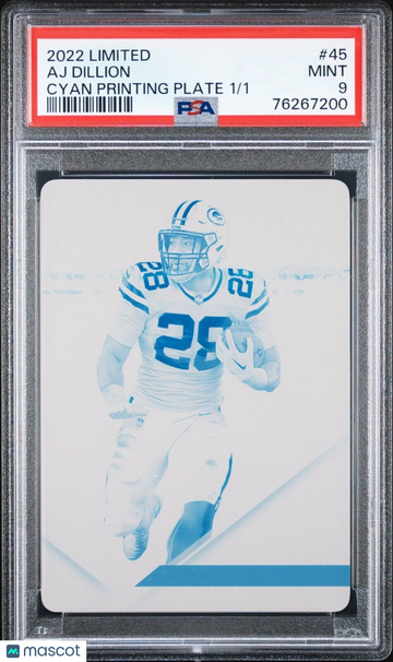 2022 Panini Limited A. J. Dillon #45 Limited Edition Printing Plate PSA 9