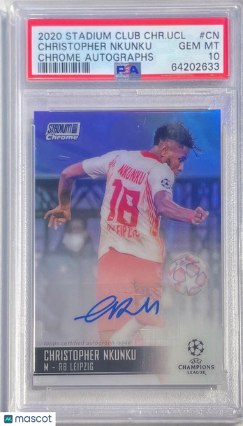 2020 Stadium Club Chrome UEFA Champions League Chrome Autographs Christopher Nkunku #CN PSA 10