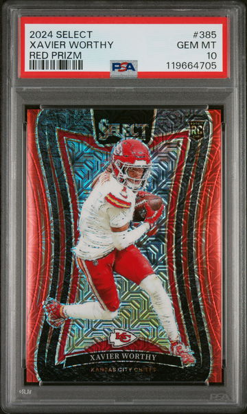 2024 Panini Select Red Prizm Xavier Worthy #385 RC Suite Level /49 PSA 10