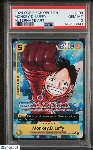 2024 One Piece Op07-500 Years In The Future Monkey D. Luffy Holo Holo Rare Alternate Art PSA 10 #109