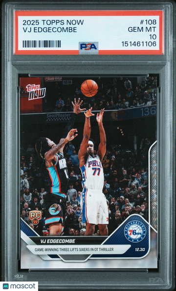 2025 Topps Now VJ Edgecombe #108 PSA 10