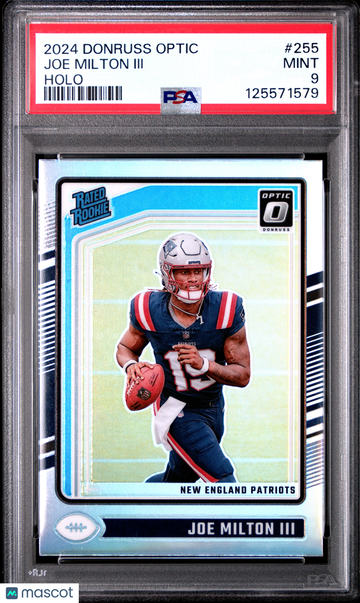 2024 Panini Donruss Optic Joe Milton III #255 Holo Parallel/Variety Rookie PSA 9 New England Patriots