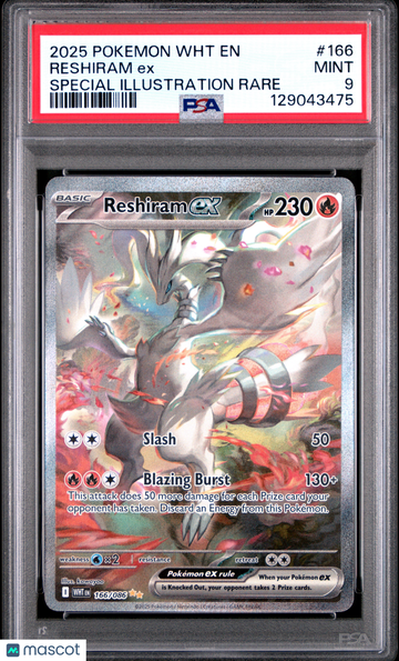 2025 Pokemon WHT EN-White Flare Reshiram EX Special Illustration Rare PSA 9 #166