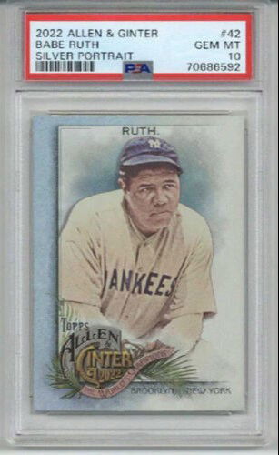 2022 TOPPS ALLEN & GINTER SILVER PORTRAIT #42 BABE RUTH YANKEES PSA 10 LOW POP