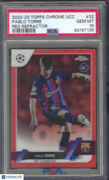 2022-23 Topps Chrome UEFA Club Competitions Pablo Torre #32 Red Refractor PSA 10