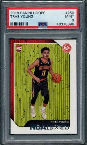 2018-19 Panini NBA Hoops #250 Trae Young Rookie RC PSA 9