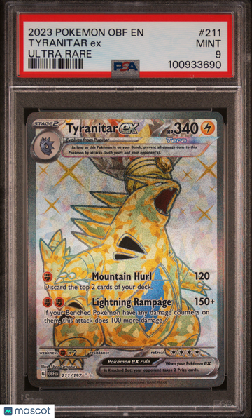 2023 Pokemon Obf EN-Obsidian Flames Tyranitar EX Ultra Rare PSA 9 #211