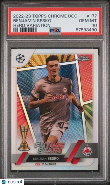 2022-23 Topps Chrome UEFA Club Competitions Benjamin Sesko #177 Hero Variation PSA 10