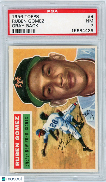 1956 Topps Ruben Gomez #9 Gray Back PSA 7